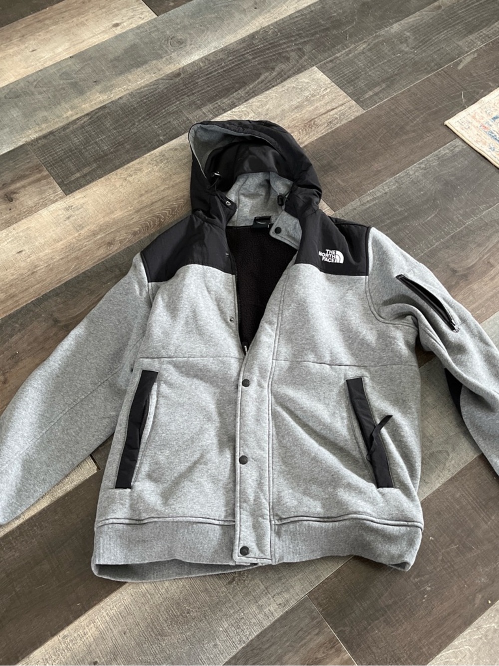 The North Face Gray and Black Hooded Performance Jacket